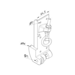 Dolny uchwyt boczny aluminiowy, rolki z wałkiem fi11mm, kg max 600